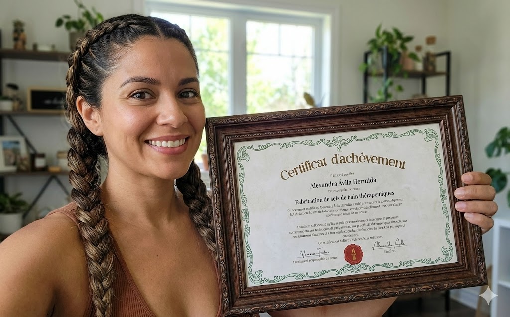 Certificat de conclusion encadré avec des bougies